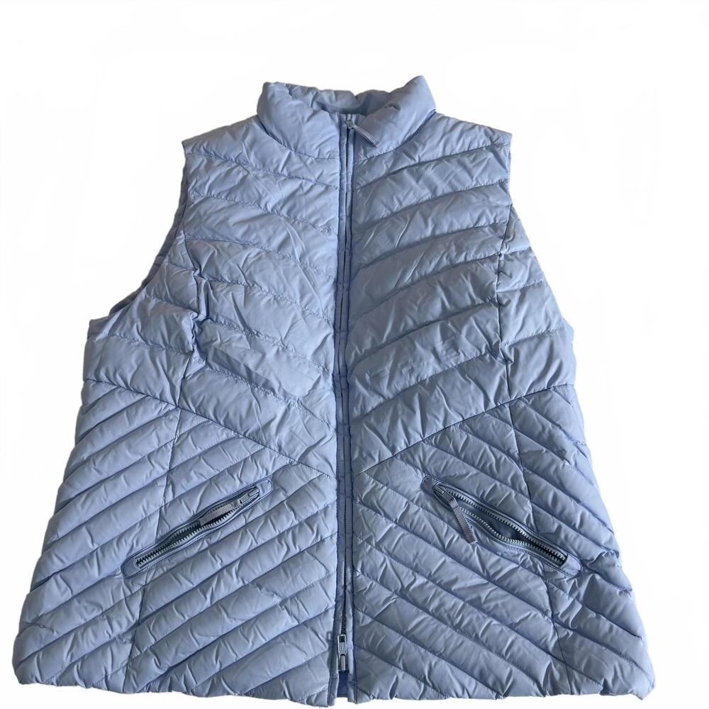 TALBOTS light blue Down Puffer Vest full zip Wms Size XL Petite